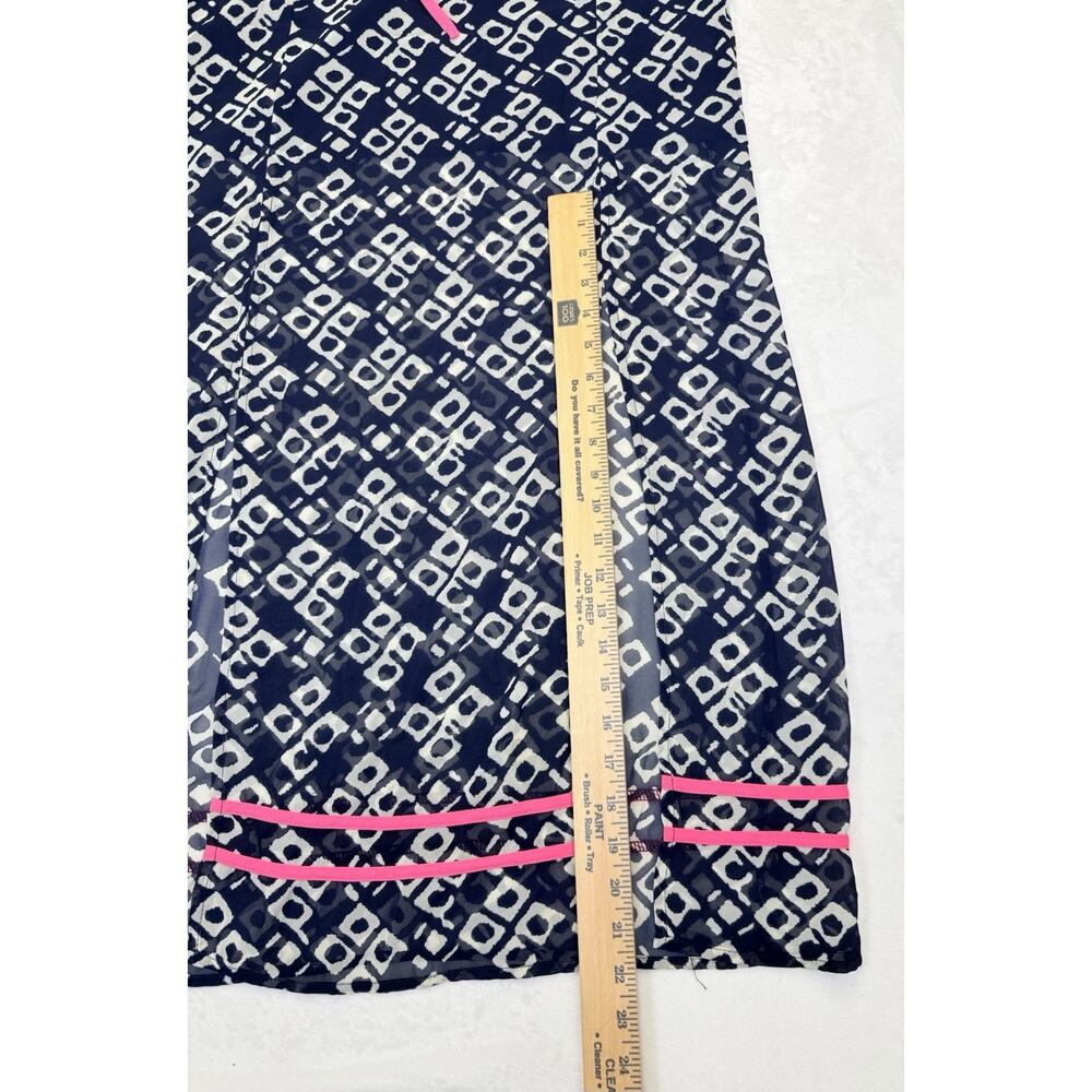 THML Dress Women's Sz S Navy White Hot Pink Tribal Print Maxi Sleeveless - Picture 11 of 11